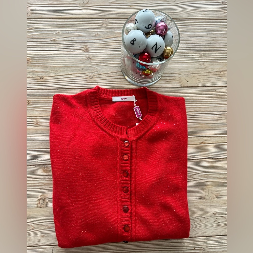Italian Luxury Cashmere Red Cardigan| Large |  Lux | Large - Picture 2 of 7